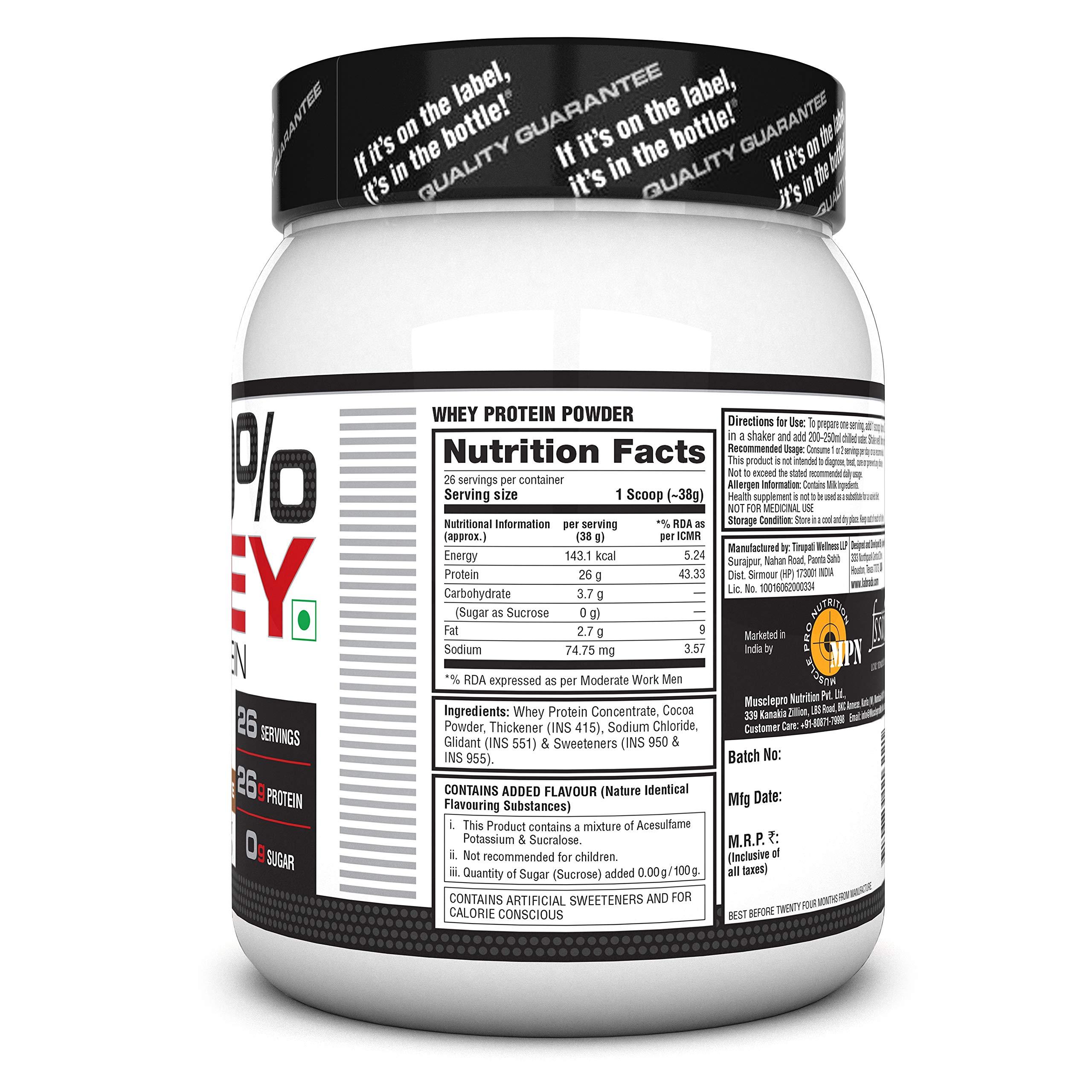 Labrada Labrada 100% Whey Protein Concentrate, Post Workout, 26g Protein, 0g Sugar, Chocolate, 2.2 lbs
