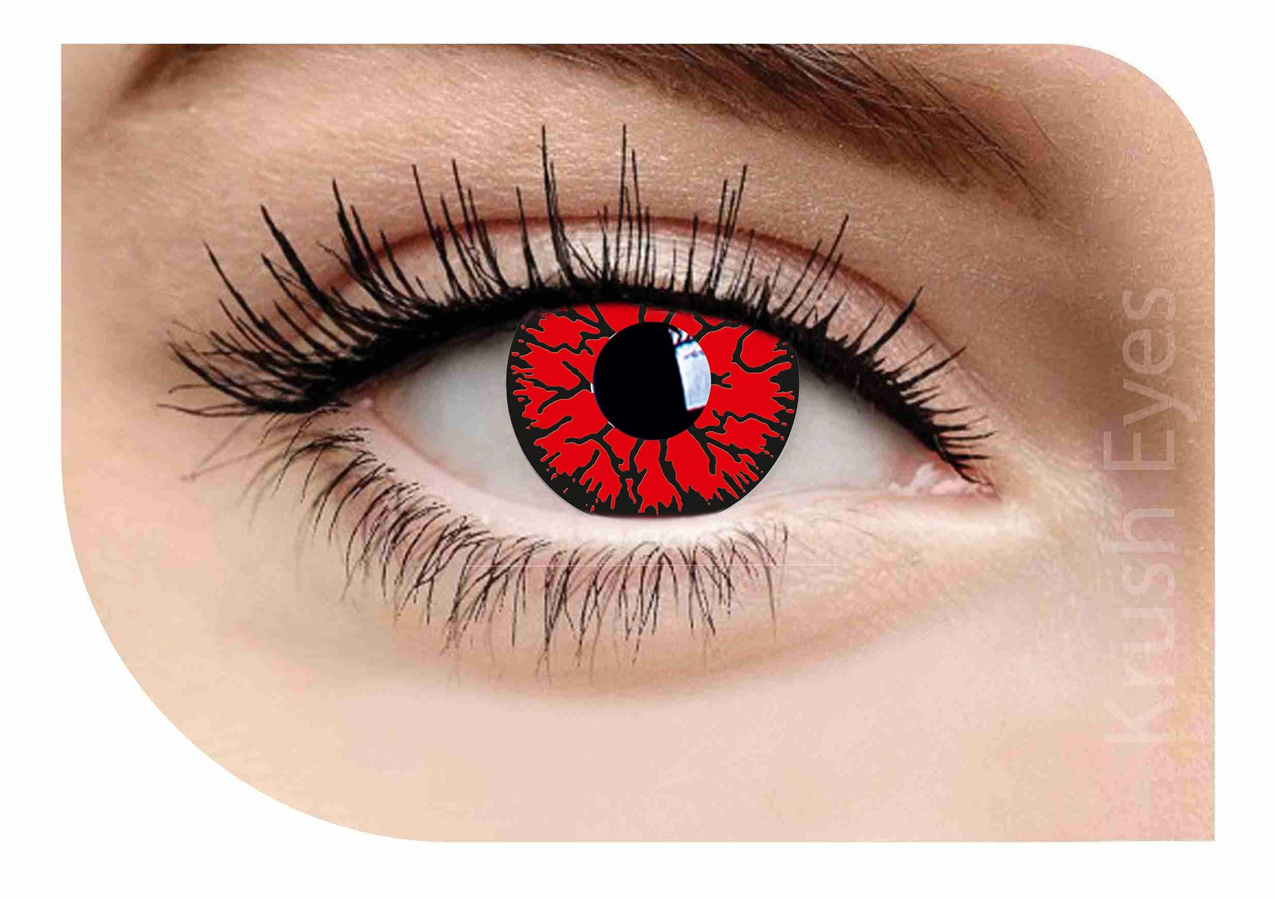 Krush Eyes Krush Eyes Crazy Look Red Monster Halloween Eyes Coloured Contact Lenses with Lens Case