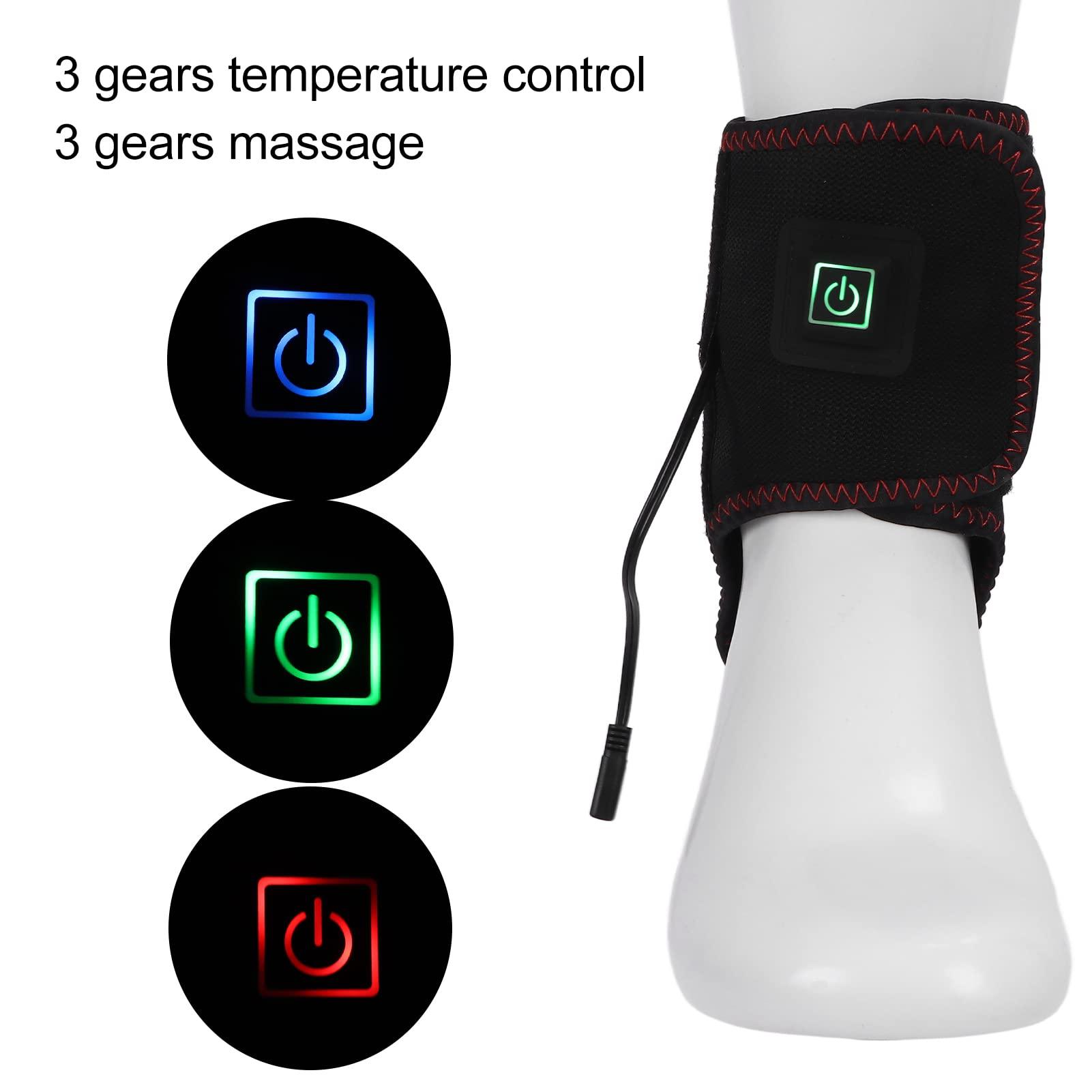Jaerb Heated Ankle Support Wraps Hot Therapy Foot Wrap 3 Gears Temperature Pain Relief Soothes Stabilizing Pot Ligaments Fasciitis