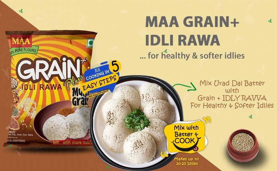 MAA MAA Combo of Multi Grain Plus Idly Rawa, Idly Rawa & Rice Rawa Each 1Kg
