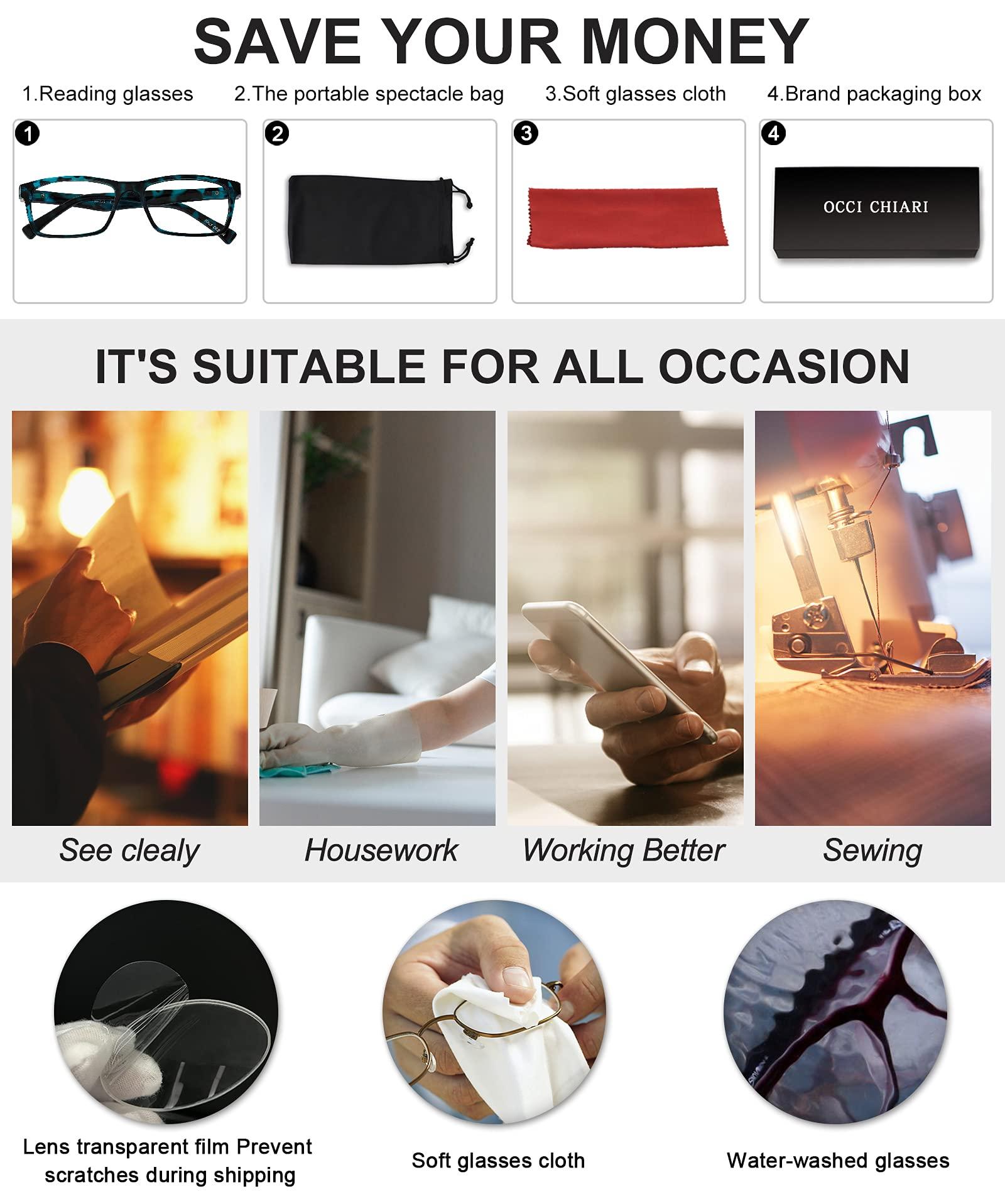 OCCI CHIARI OCCI CHIARI Men Reading Glasses 1.0 Magnifier Readers 1.0 1.25 1.5 1.75 2.0 2.25 2.5 2.75 3.0 3.5 4.0 5.0 6.0