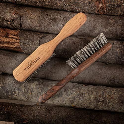 ZilberHaar ZilberHaar Vegan Regular Beard Brush - Stiff Vegetal Bristles - Mexican Tampico Fibers and Deluxe Walnut Wood - Animal-Free - Made in Germany