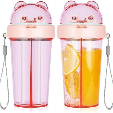 URM Enterprises URM Enterprises Dual purpose straw bottle for two type of different fluid (Multicolored)