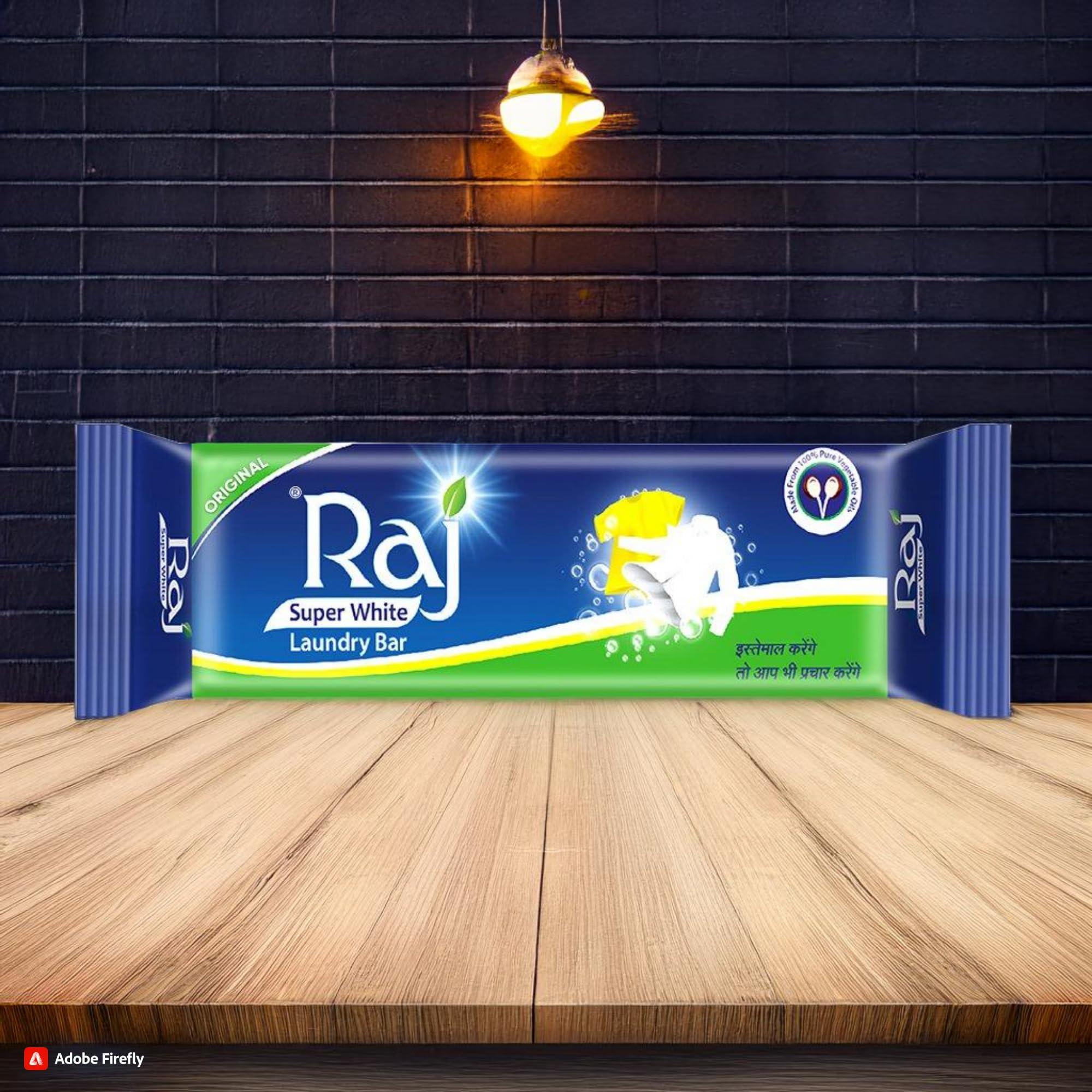 RAJ SUPER WHITE Raj Super White Laundry Soap For Clothes | Removes Tough Stains | 150gX 20 (Pack of 20pcs)