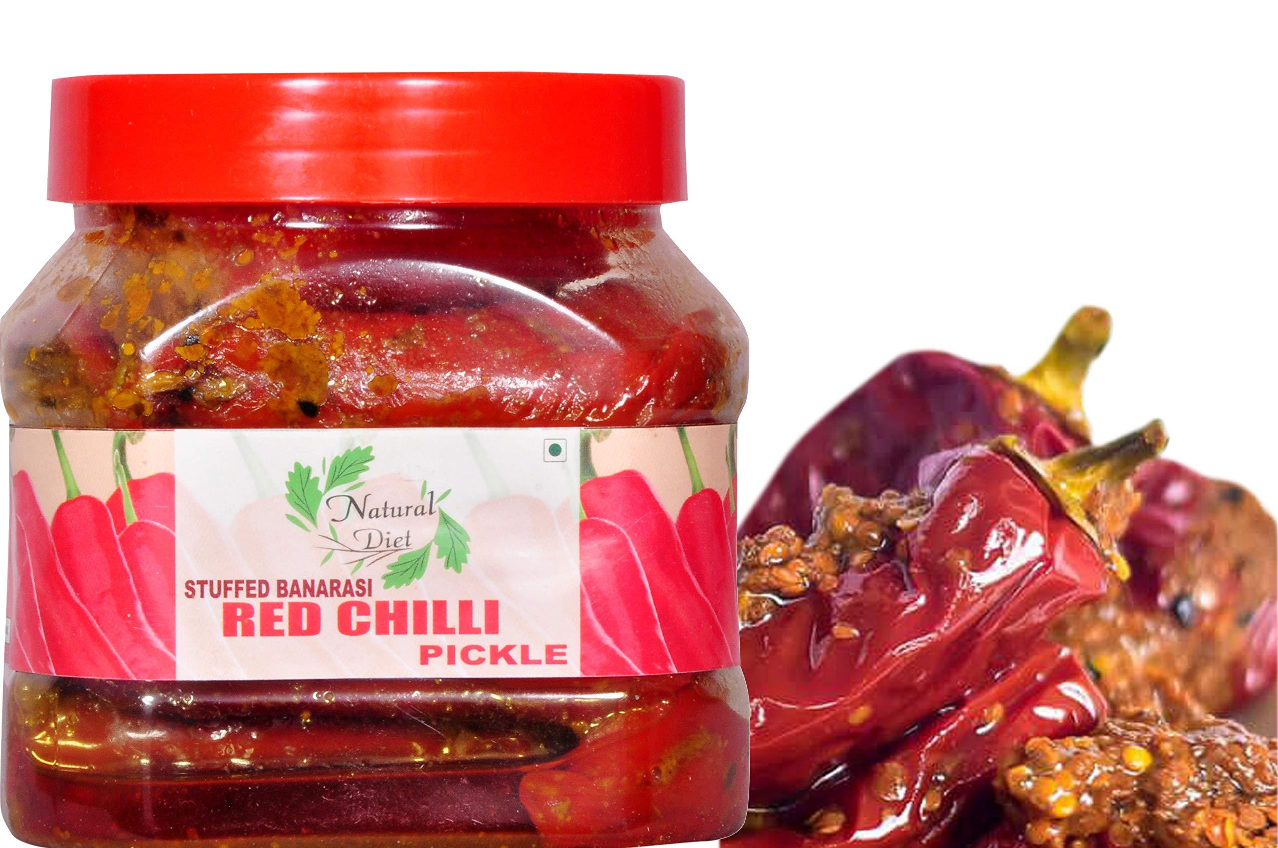 Natural Diet Natural Diet Home Made Stuffed Banarasi RED Chilli Pickli Real Taste of Banarasi Achar 400 Gram ( A Return to The Natural and Ancient Food of Our Race)