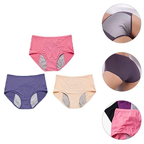 Artibetter ARTIBETTER 3 Pcs Menstrual Briefs Menstrual Period Pants Leak- proof Physiological Pants Thickened Comfortable Menstrual Underwear Menstruation Breathable Underpants for Women Girls, 3XL