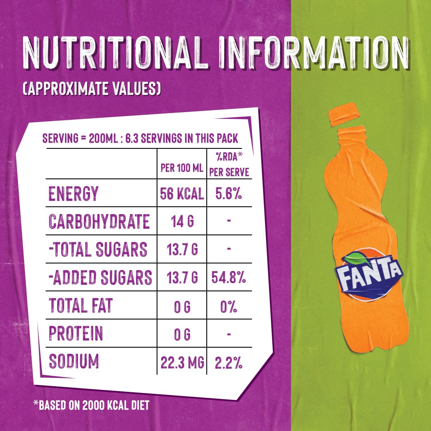 Fanta FANTA Orange Flavored Cold Drink | Soft Drink with Added Orange Flavour | Delicious Orangey Flavor| Recyclable PET Bottle, 1.25 L