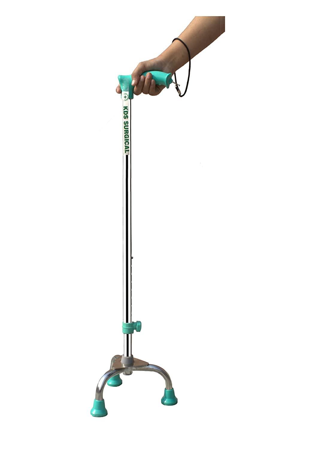 KDS SURGICAL Kds Surgical 3 Leg Chrome Height Adjustable Walking Stick (Grey)