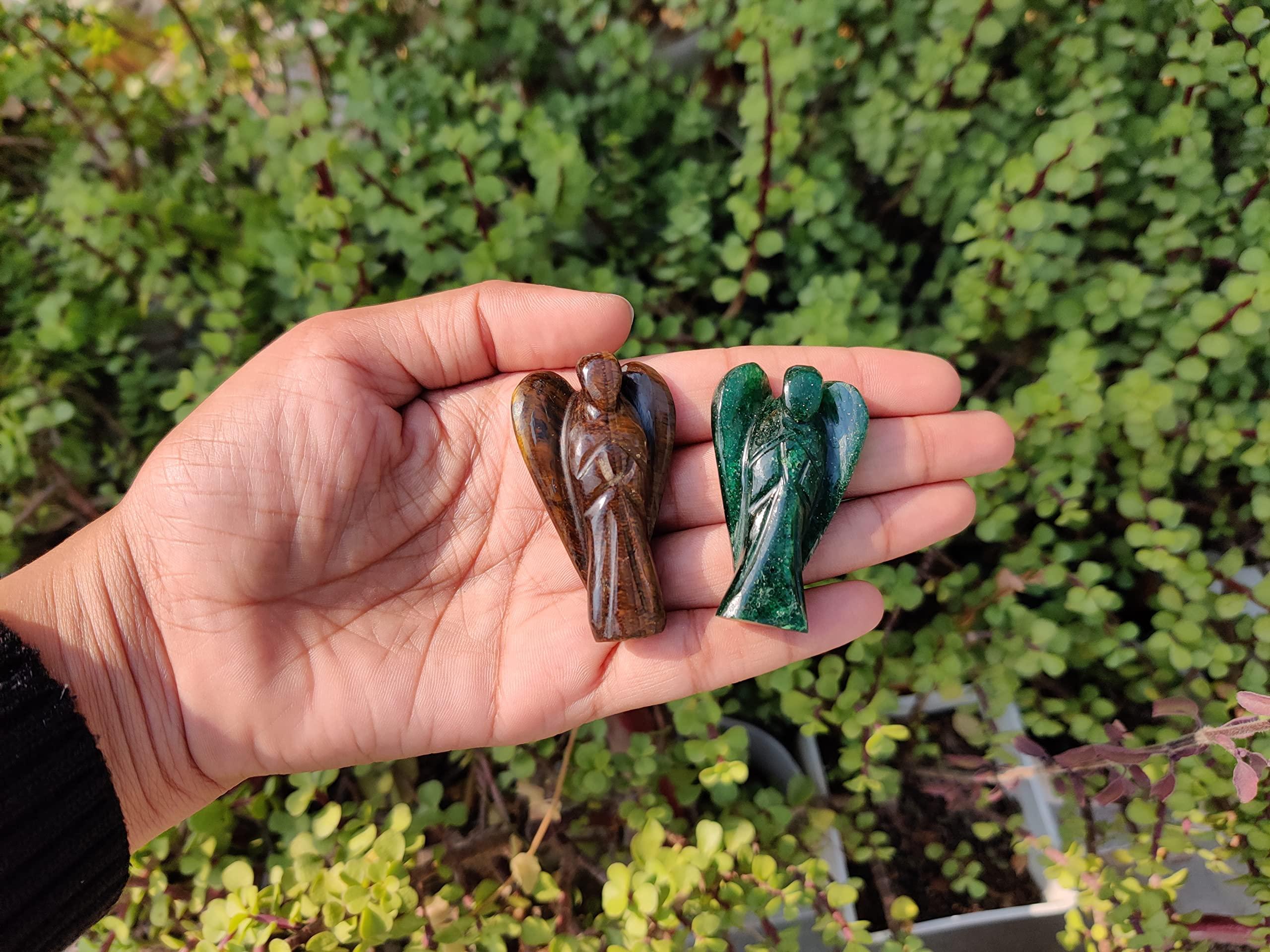 Wonder Care Wonder Care Pocket Guardian Angel Crystal Natural Gemstone Reiki Healing Energy Carved Statue Figurines, Chakra Balancing, Meditation, Aesthetic (1.5\"-2.0\") (Pack of 2)