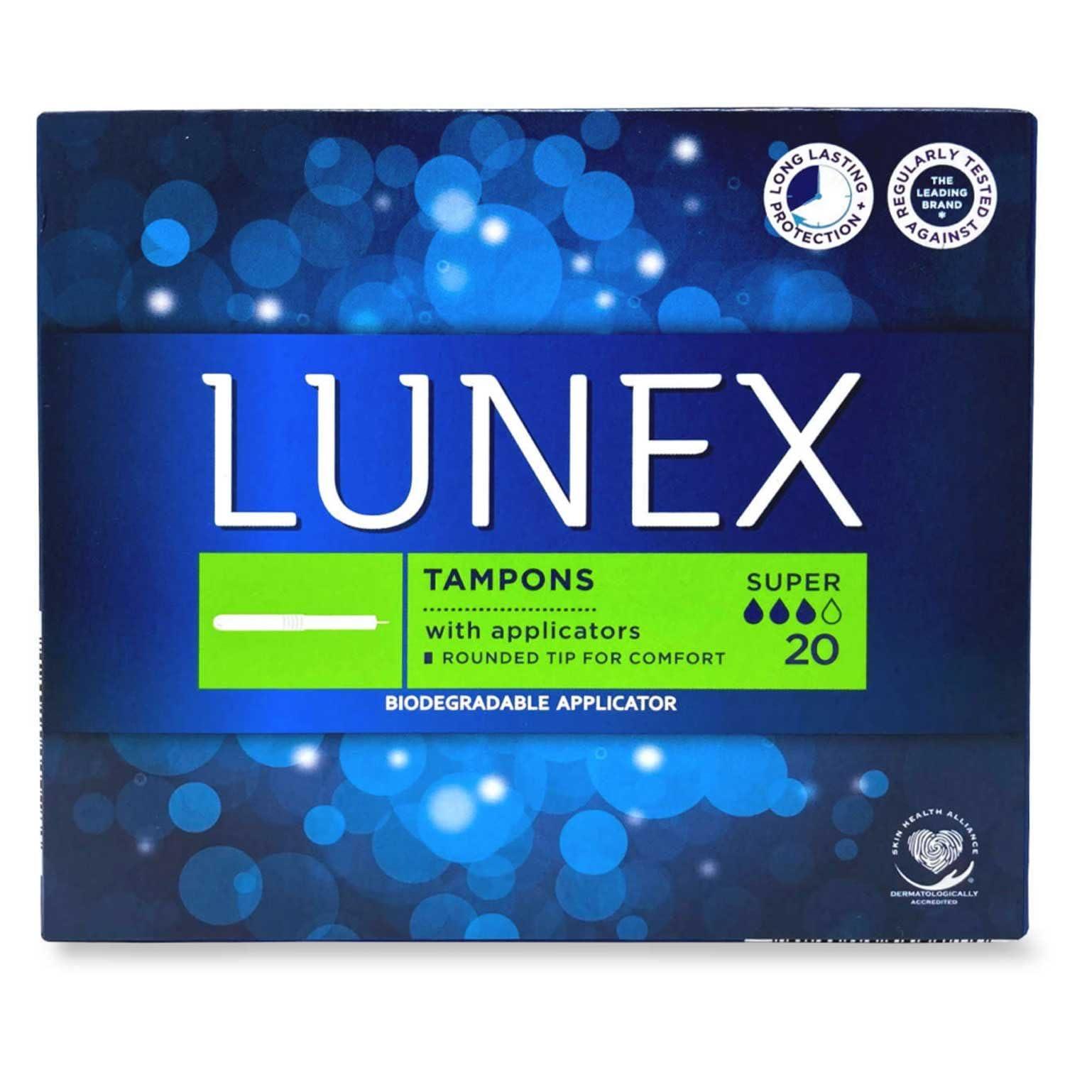 Aldi Stores Ltd., PO Box 26, Atherstone, Warwicksh Lunex Tampons With Applicators - Super 20 Pack - Rounded tip for comfort