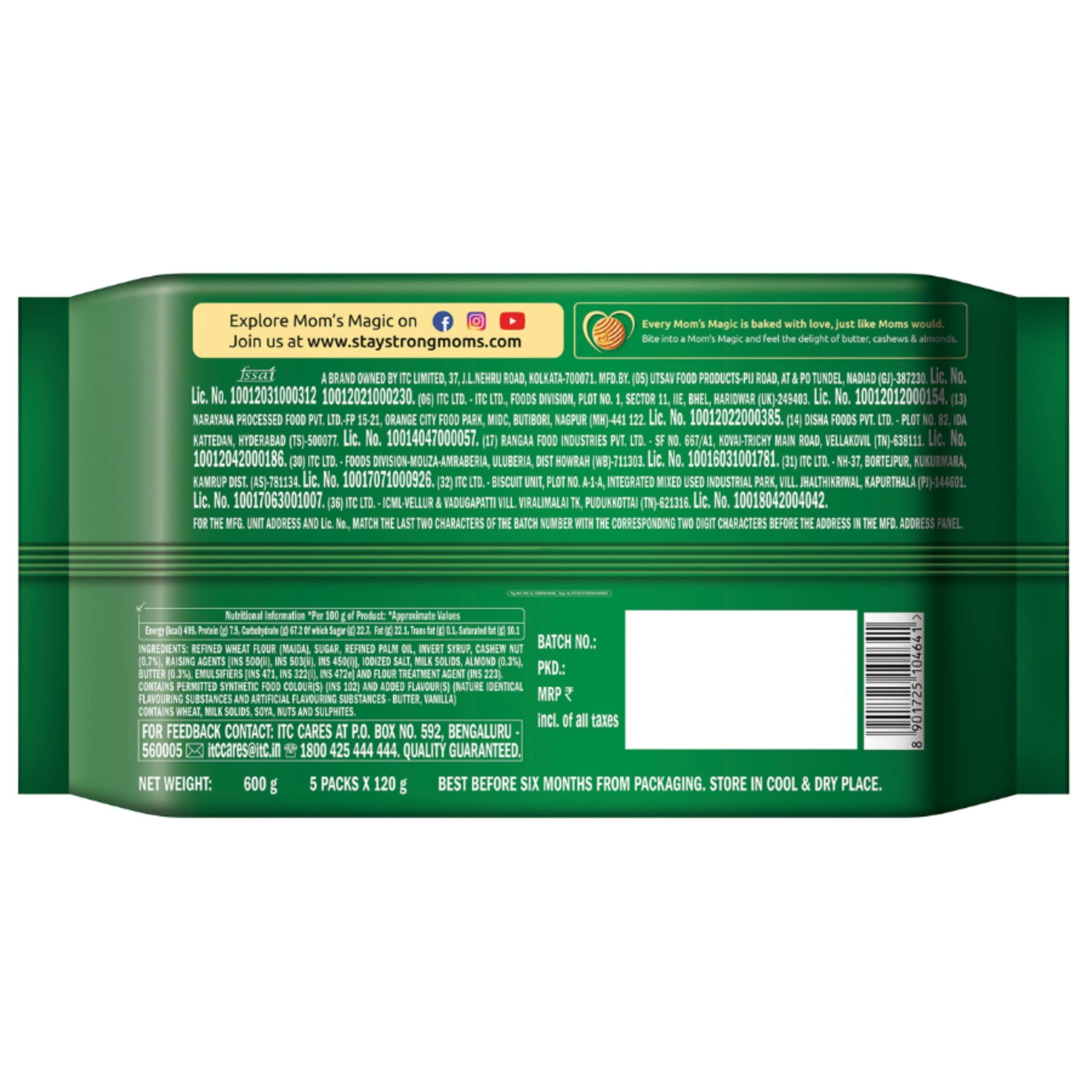 Sunfeast Farmlite Sunfeast Farmlite 5 Grain Digestive Biscuit, High Fibre Biscuit, Goodness of 5 Grains, 800 g Pack & Mom\'s Magic Rich Cashew Almond Cookies, Roasted Cashew Almond, Rich Butter Biscuits, 584g