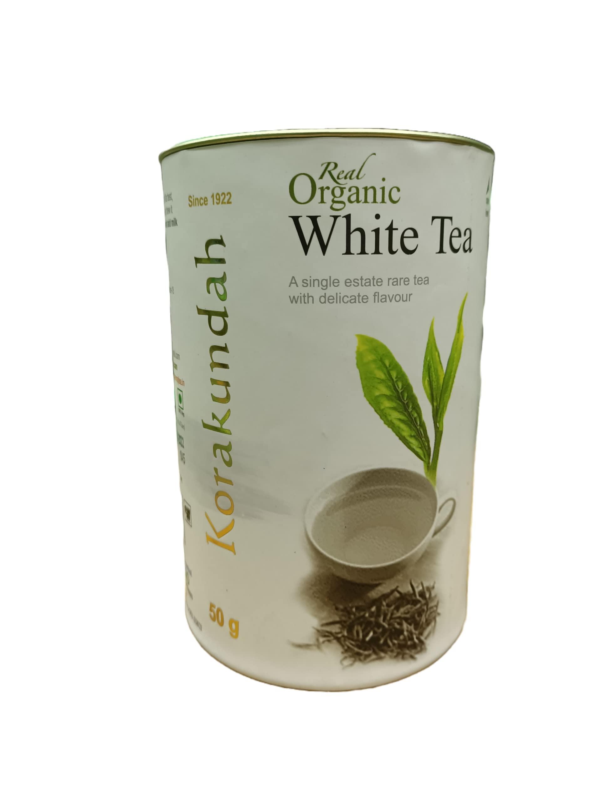 The United Nilgiri Tea Estates co.ltd KORAKUNDAH Real Organic White Tea | 50 g | Pack of 2 |Total 100g| A Single Estate Rare Tea with delicate flavour