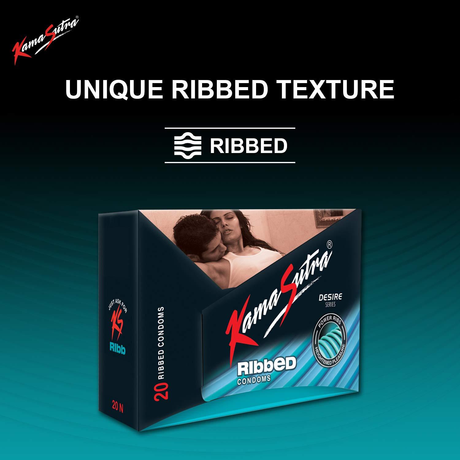 KamaSutra Kamasutra Desire Series Condoms For Men, Unique Power Ribbed Texture, 20 Ribbed Condoms & Condoms For Men, Unique Power Dotted Texture, 20 Dotted Condoms