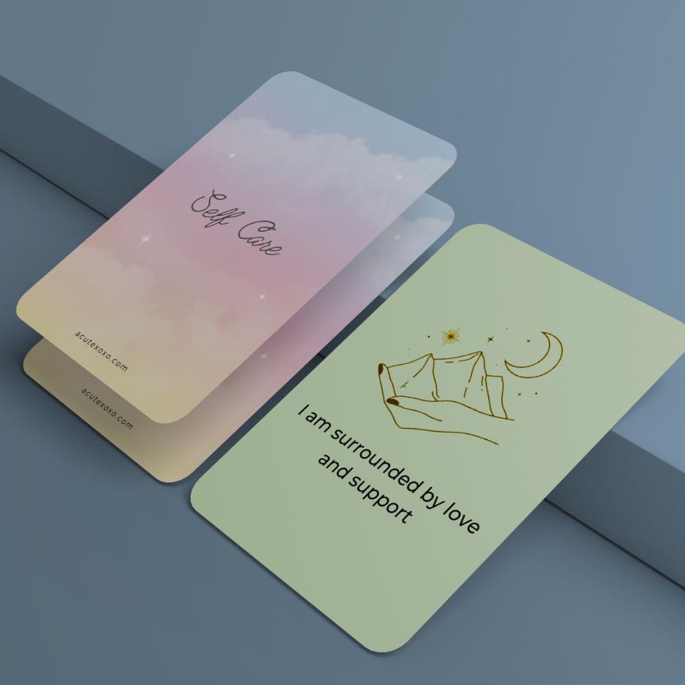 Acute Xoxo 40 Self Care Cards for Women | Positive Affirmation | Body and Mind Positivity | Self Love, Motivation, Kindness Cards | Colourful Cards. Great Gifts