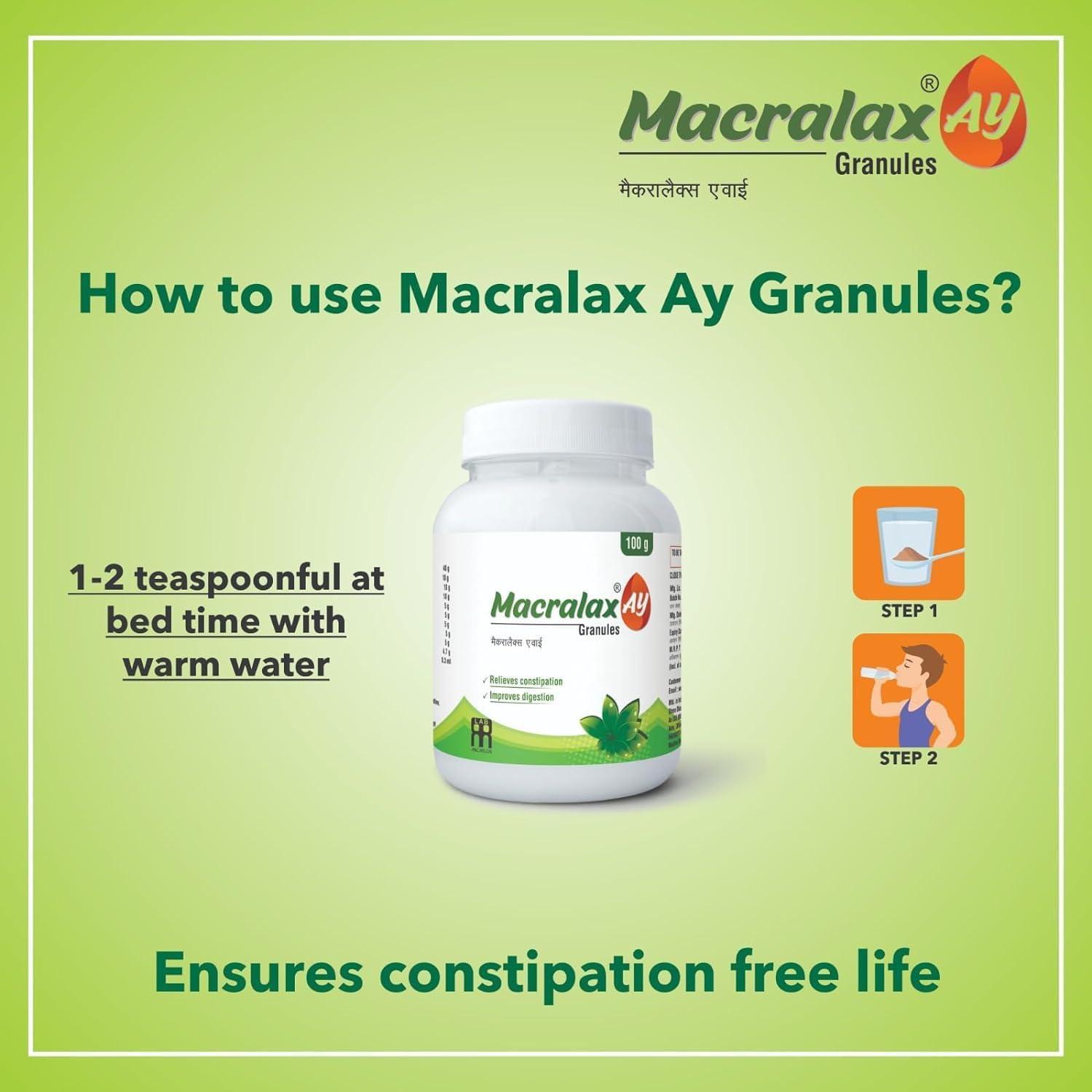 Macralax Macralax Gentle Relief Ayurvedic Granules Powder (200gm) | Sugar-Free Constipation Support for a Smooth Digestive Flow, Powder Granules