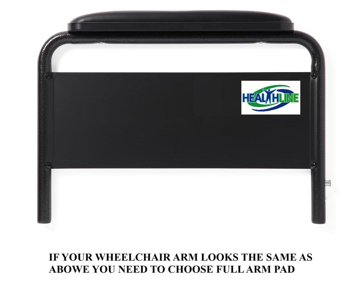 Health Line Healthline Padded Armrest For Wheelchairs, Universal Arm Pads Replacement Black, 14 Full Length (1)