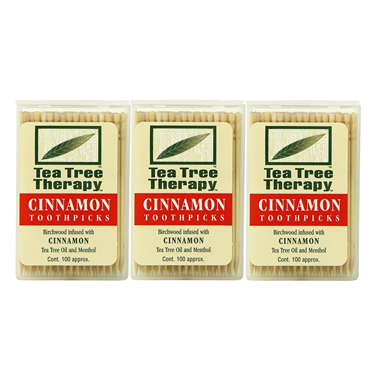 Tea Tree Therapy Tea Tree Therapy Toothpicks, Cinnamon, 100 Count (3-Pack)