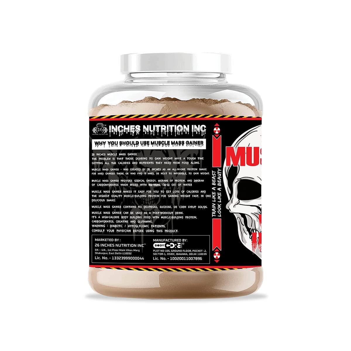 26 INCHES NUTRITION INC 26 INCHES NUTRITION INC Mucle Mass Gainer-3 Kg & Green Panther-1 Kg | Mass Gainer | Weight Gainer | Lean Gainer (Mango, Energy Drink-Green Apple)