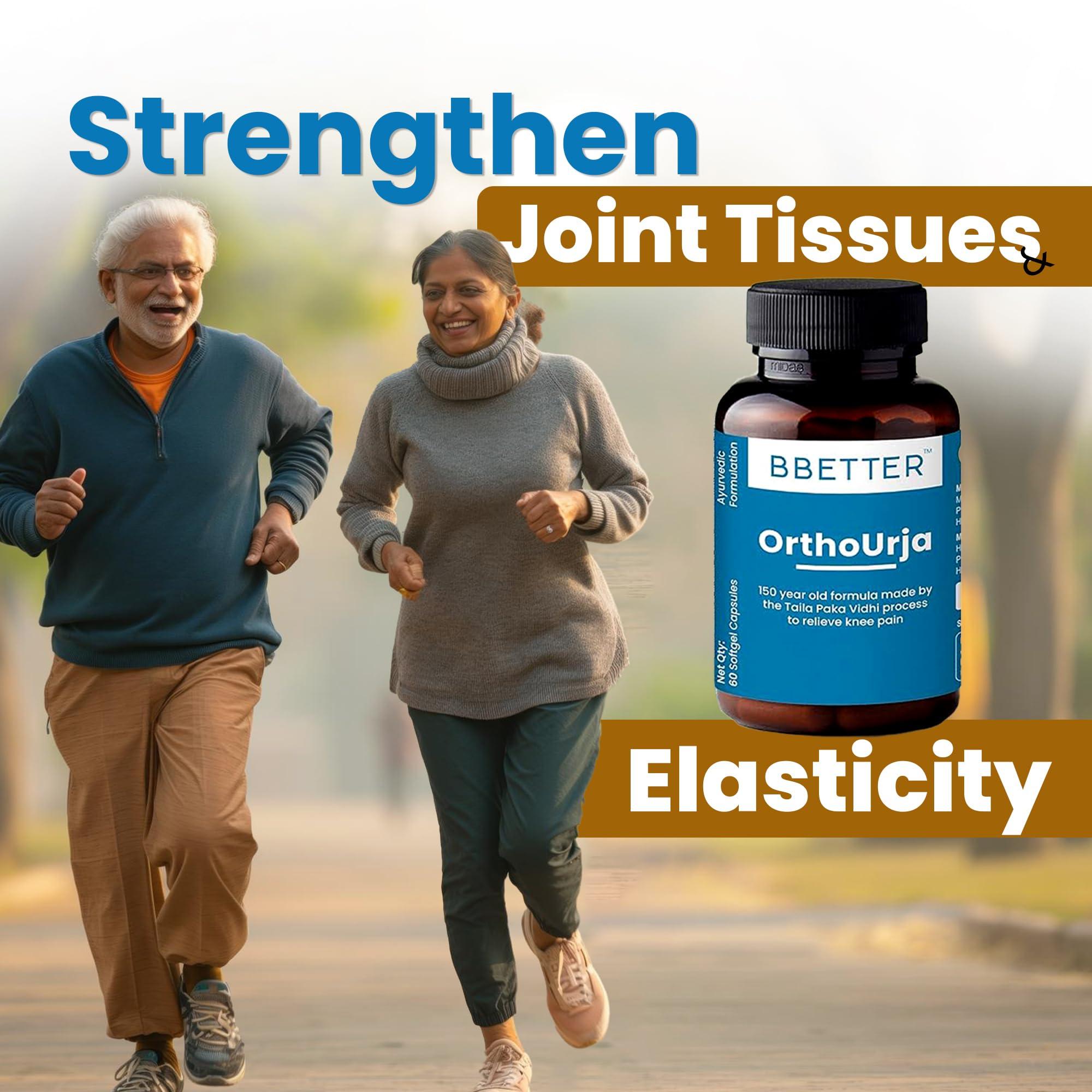 BBETTER BBETTER OrthoUrja -Ayurvedic Knee Pain, Joint Pain & Arthiritis Relief | Made by Taila Paka Vidhi Method | 60 Softgels for Knee Pain, Joint Pain & Arthritis Relief