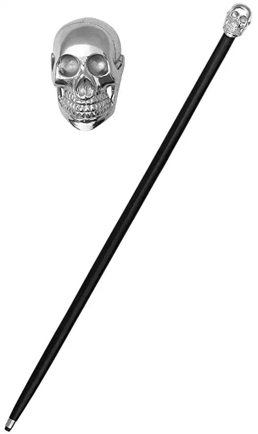 NavaFresh Basics Elegant Walking Stick with Skull Handle Made of Solid Brass Chrome Finish Walking Cane Handmade Gift for Men & Women's (36 Inch) by Royal Enterprises Nautical