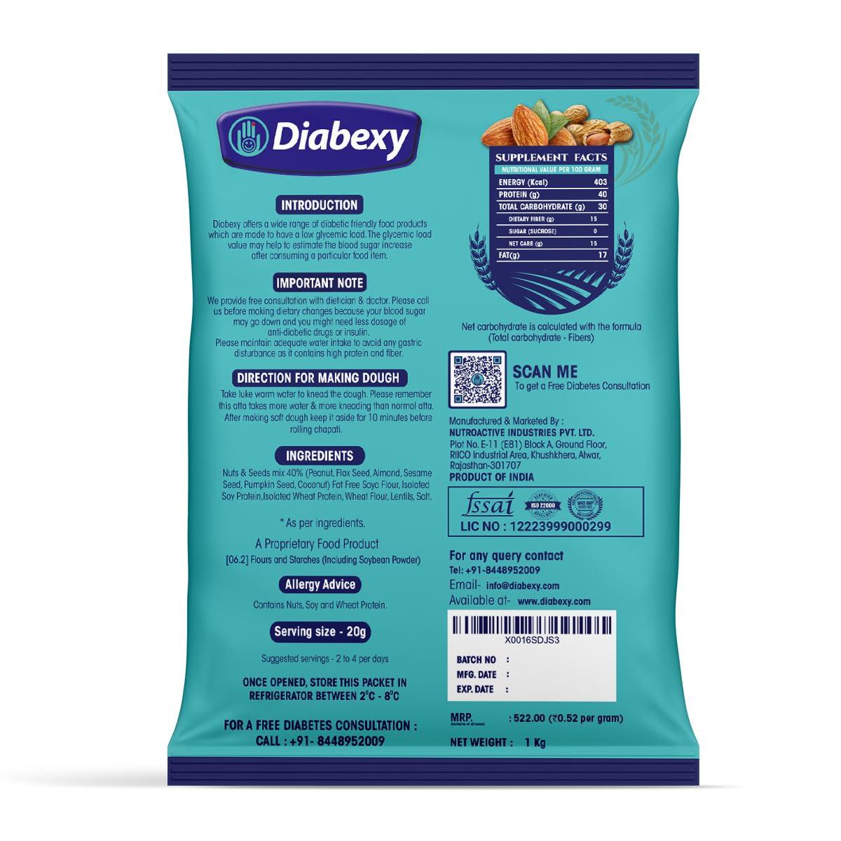 diabexy Diabexy Atta Sugar Control for Diabetes1kg with Diabexy Sugarfree Sweetener- 250g