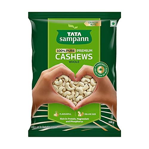Tata Sampann Tata Sampann Pure Cashews Whole | Kaju | Rich in Protein, Magnesium, and Phosphorus | Hand-picked Nuts & Dry Fruits | 200g & Tata Sampann Unpolished Kala Chana, 1kg