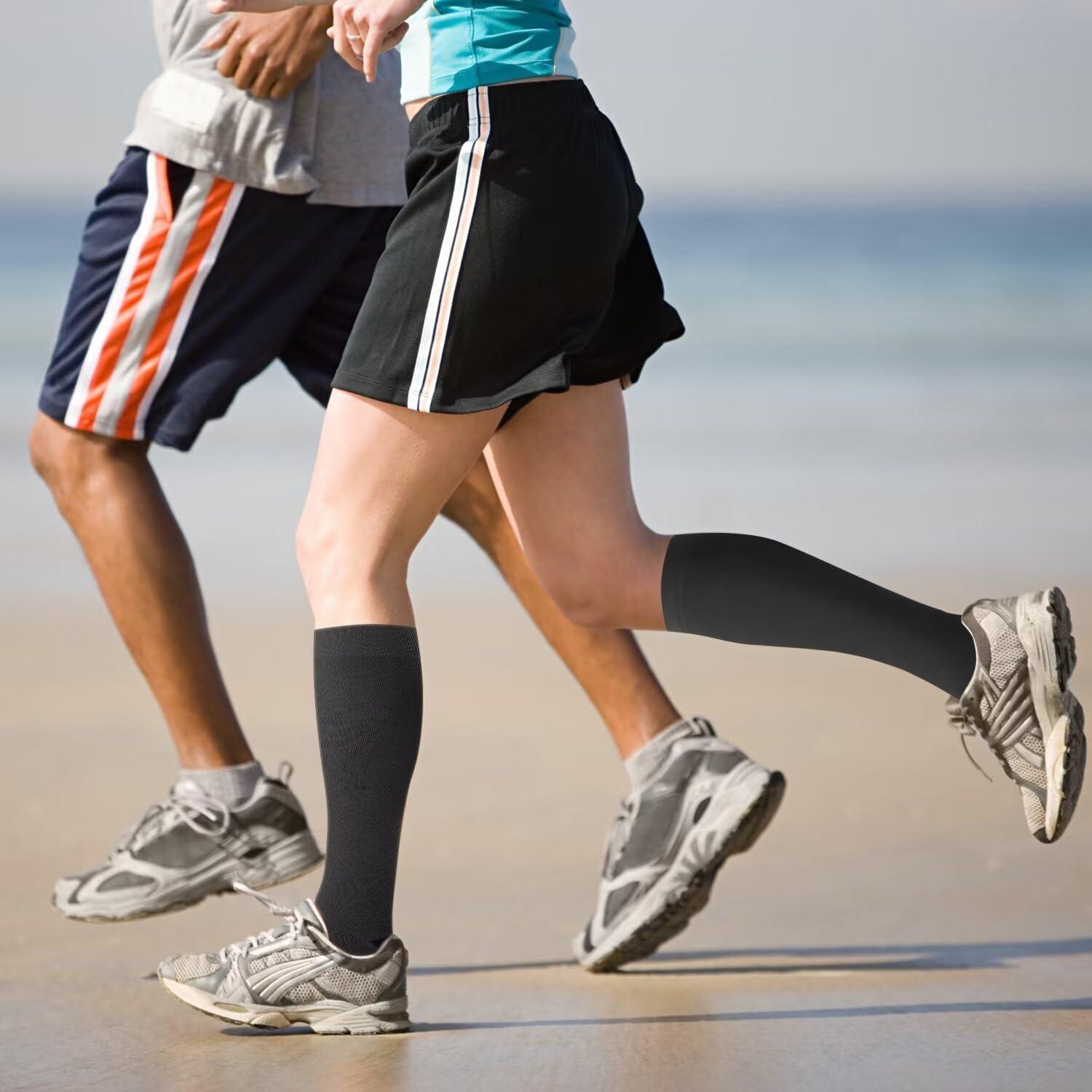 Double Couple 4 Pairs Compression Socks for Men and Women 20-30 mmHg Compression Stockings