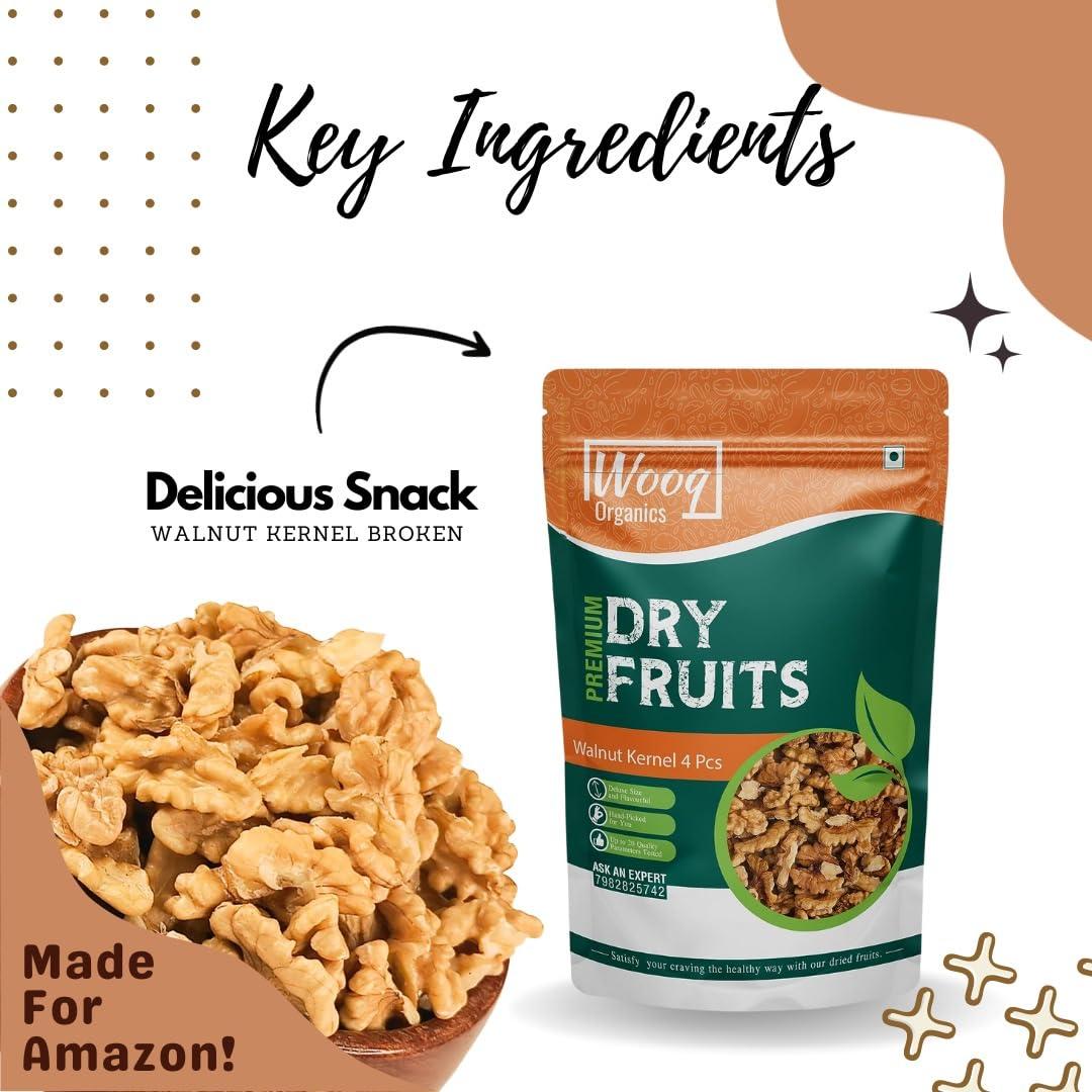 Wooq Organics Wooq Organics Kashmiri Walnut kernels 1Kg, 4-6PCs Broken Akhrot Giri without Shell