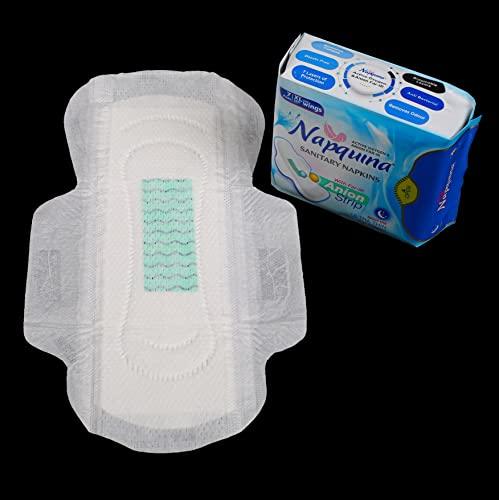 NAPQUINA Napquina Anion Sanitary Pads for Women with Active Oxygen - Organic Rash-Free Ultra-Thin Cotton Soft Negative Ion Pads for Day and Night Use with Wings - (Large 240 mm - 1, X-Large 280 mm - 3)