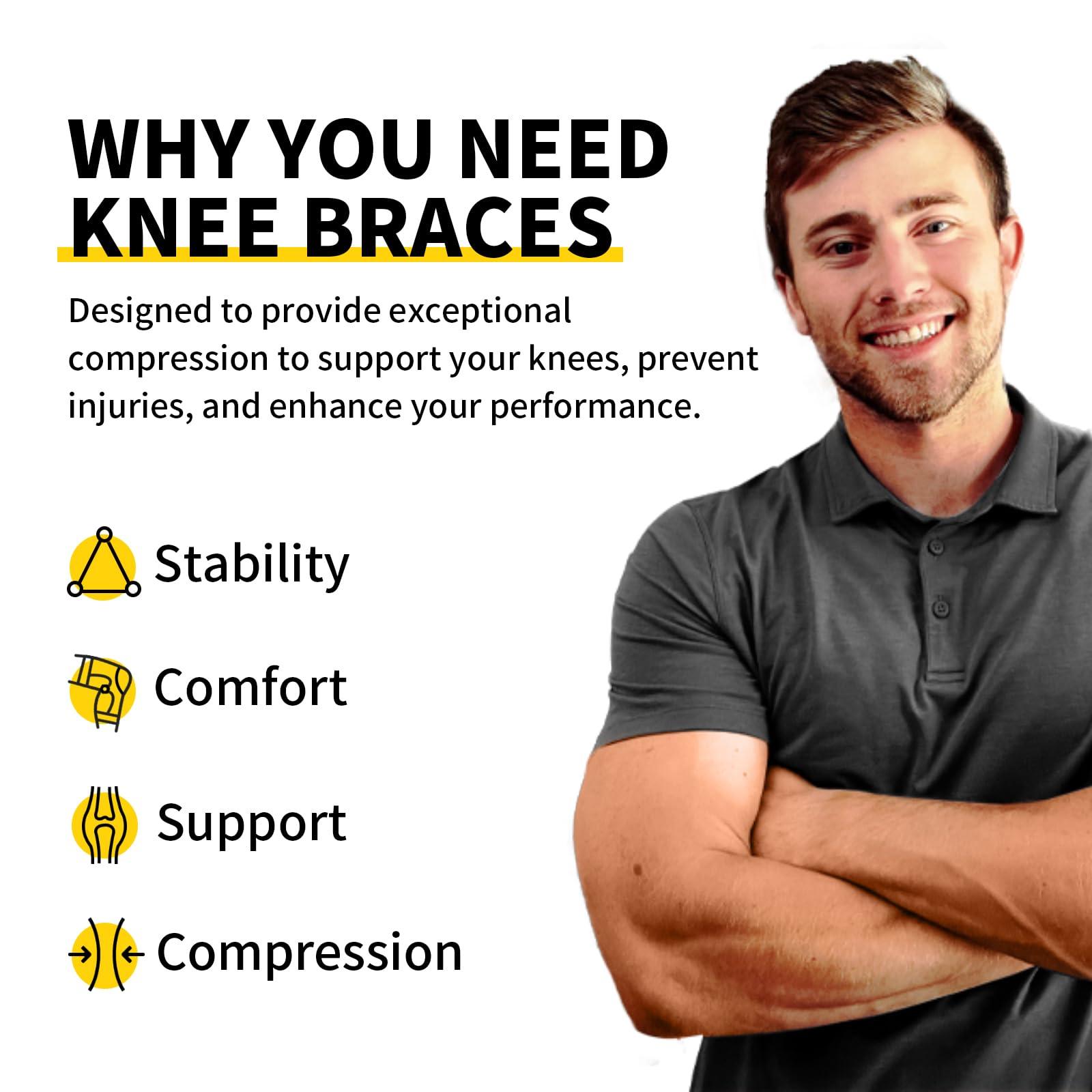 CAMBIVO CAMBIVO 2 Pack Knee Brace, Knee Compression Sleeve for Men and Women, Knee Support for Running, Workout, Gym, Hiking, Sports (Slate Blue,Medium)