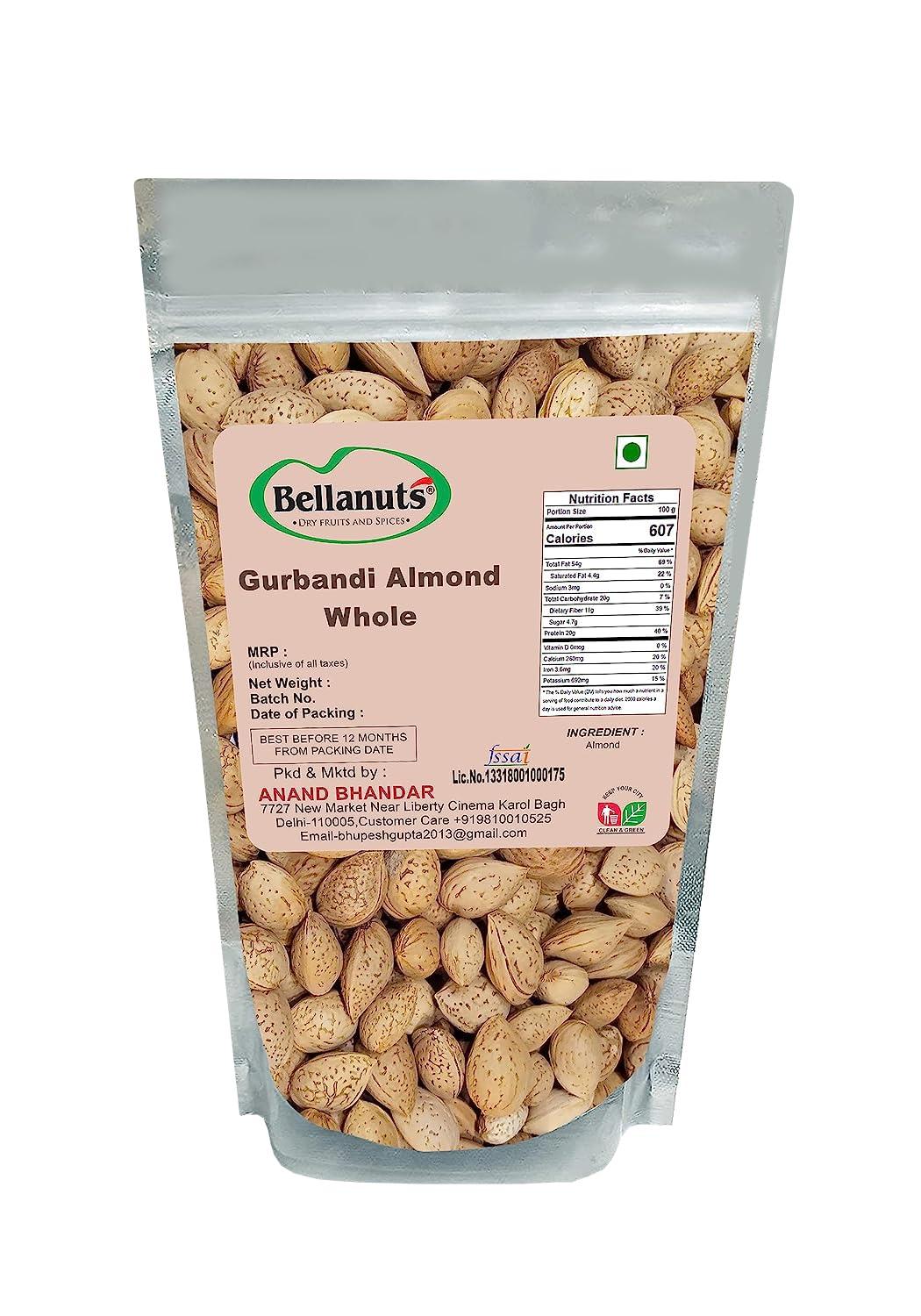 BELLANUTS BELLANUTS Gurbandi Almond Whole (400g) | Gurbandi Badam Sabut | Hardest Almonds | Pure Gurbandi badam