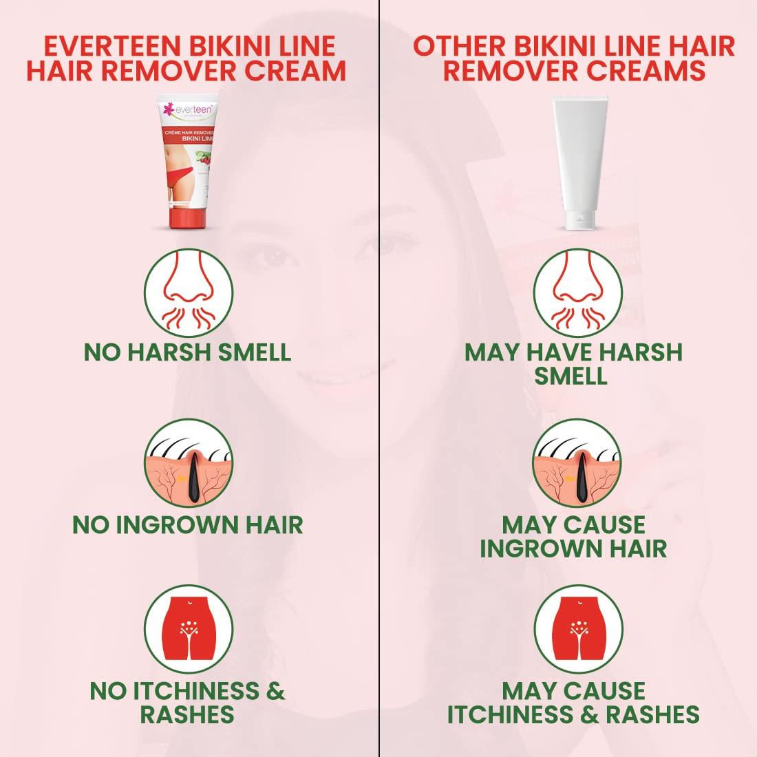 Everteen everteen SILKY Bikini Line Hair Remover Creme with Cranberry and Cucumber - 1 Pack (50 g)