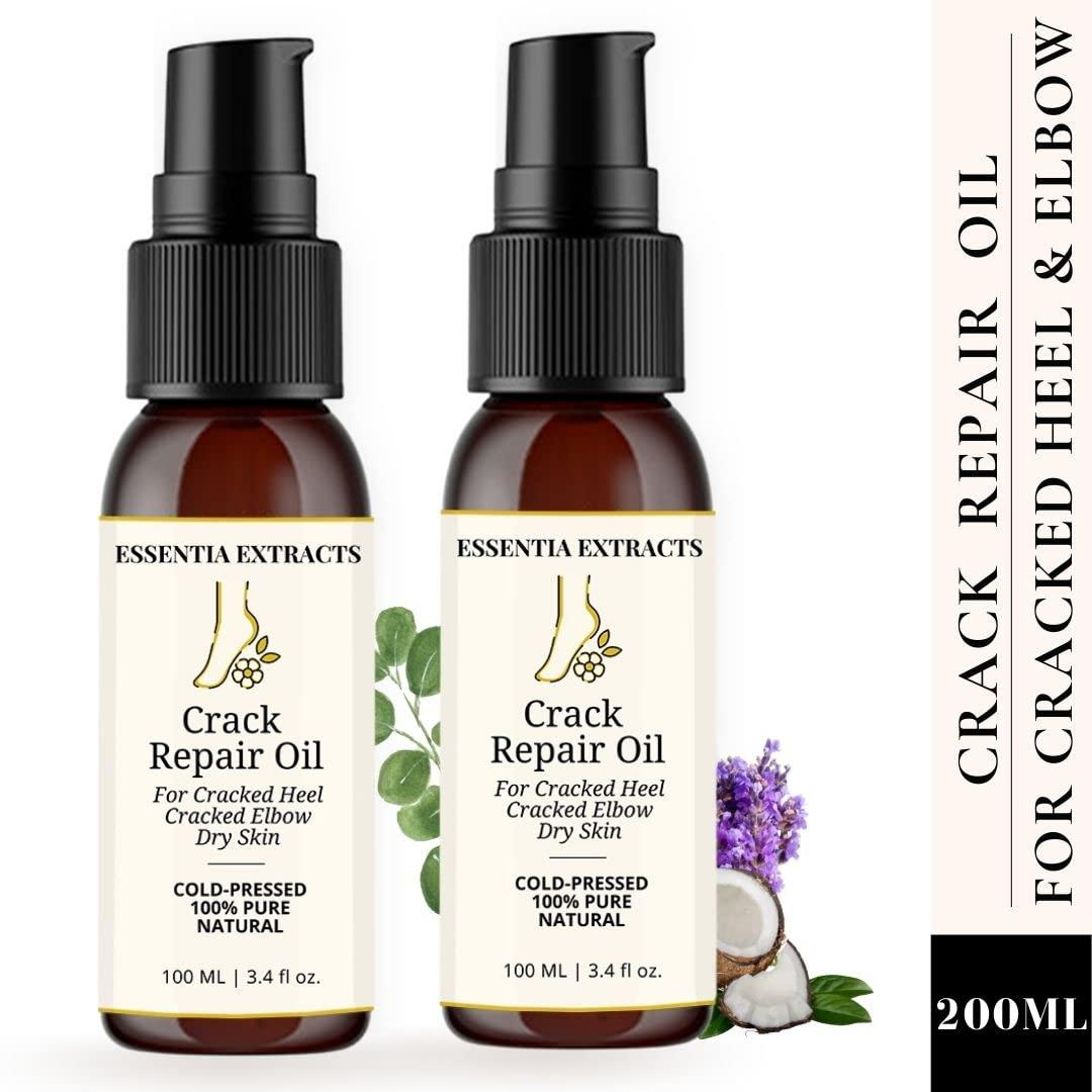 ESSENTIA EXTRACTS ESSENTIA EXTRACTS Crack Repair Oil - For Cracked Heels and Elbows, 100ml | A blend of Cold-Pressed Oils | 100% Natural, Pure,Not tested on Animals (200ml(100ml+100ml))