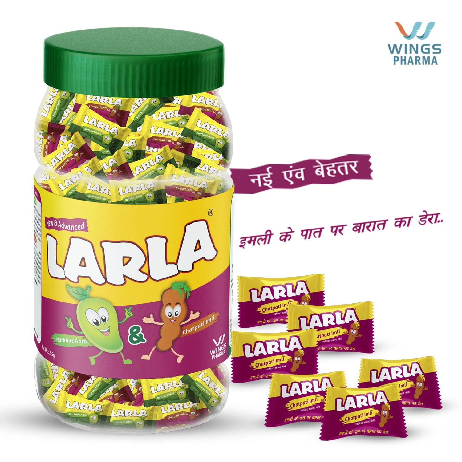 Larla Larla Natkhat Aam & Chatpati Imli Digestive Candies | Ayurvedic Digestive Goodness | Mango & Tamarind Flavour | 250 Jar Pack