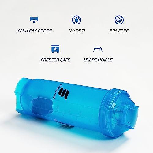 Amazon Brand - Symactive Amazon Brand - Symactive Leakproof Unbreakable Gym Protein Shaker Bottle with Rounded Bottom, Blender Ball & Hook, BPA-Free (Color: Blue, 700 ml),Plastic
