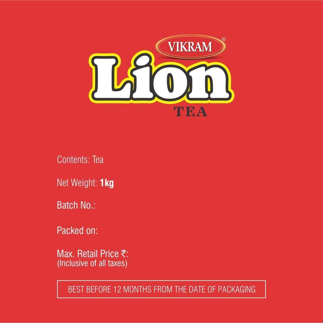 VIKRAM VIKRAM Lion Ctc Tea|Selected Assam Tea Leaves (Solid Dum, Swaad Mein Singham) - 1Kg (Pouch) - Assam, Loose Leaves
