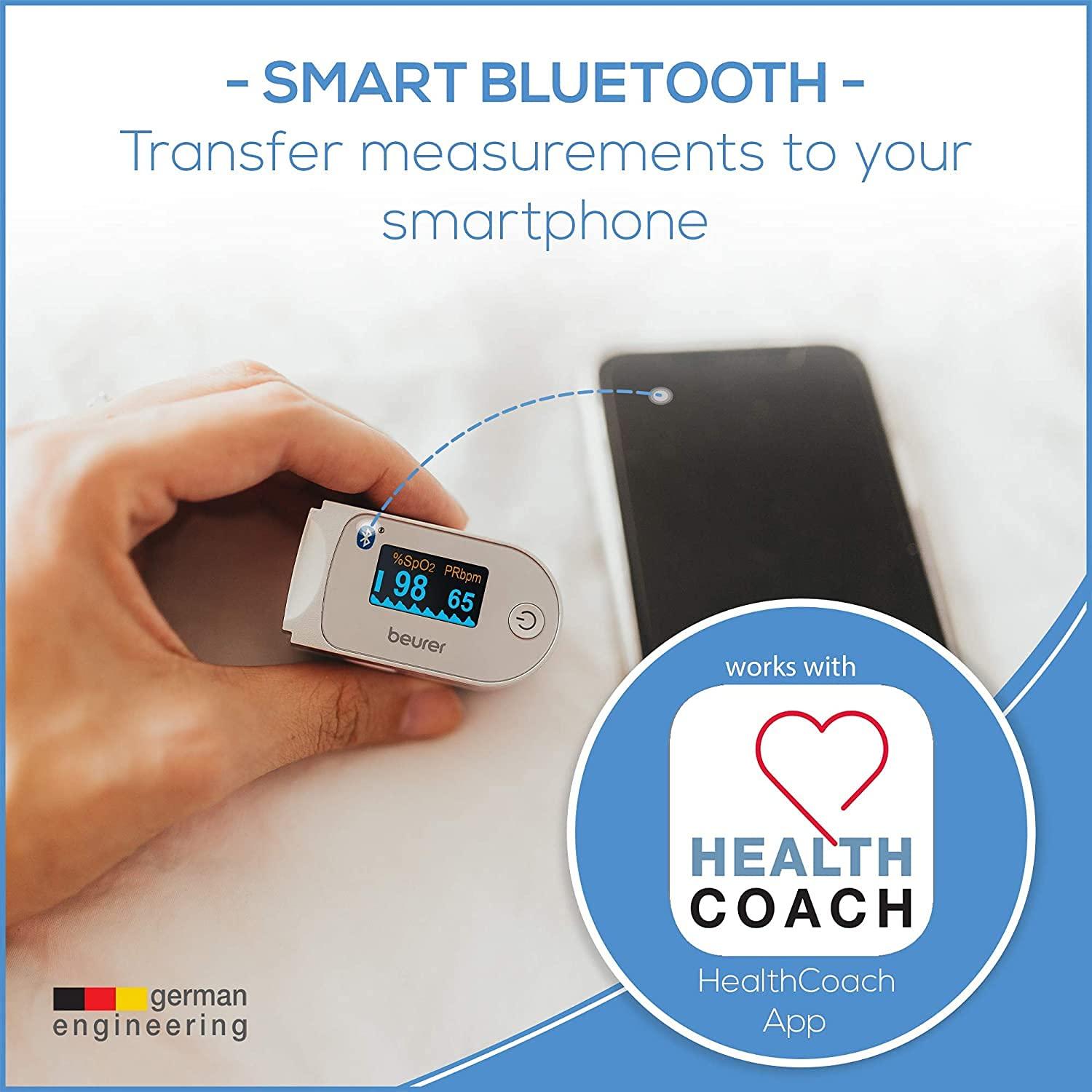 Beurer Beurer PO60 Pulse Oximeter with Bluetooth and Health Manager App, 3 Years Warranty