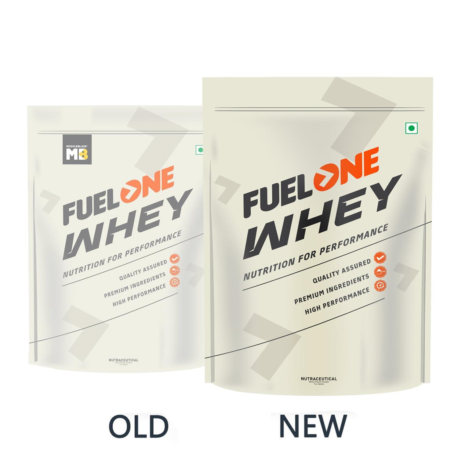 MuscleBlaze FUELONE Whey Protein (Cookies & Cream, 1kg / 2.2lbs) | 24g Protein | 5.29g BCAA & 4.2g Glutamic Acid