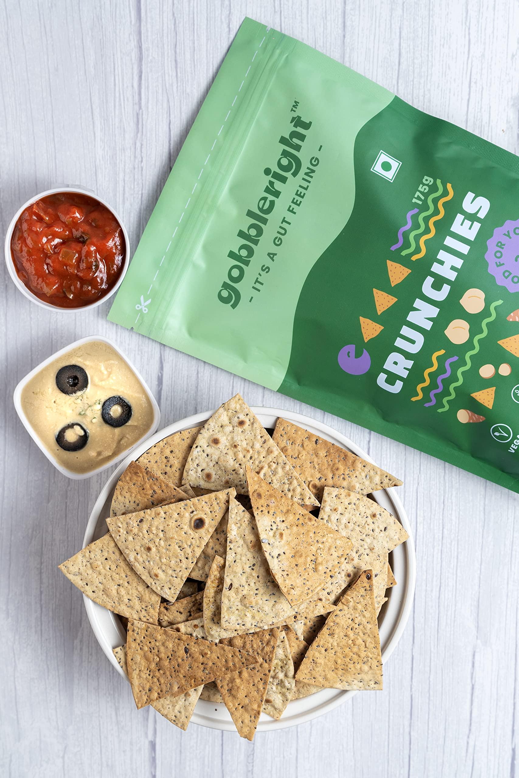 GOBBLERIGHT gobbleright Crunchies - Pack of 1/Nacho Tortilla Style Chips/Gluten Free, Vegan,Dairy free, Soya free, Grain free (80 Gm Per Pack)