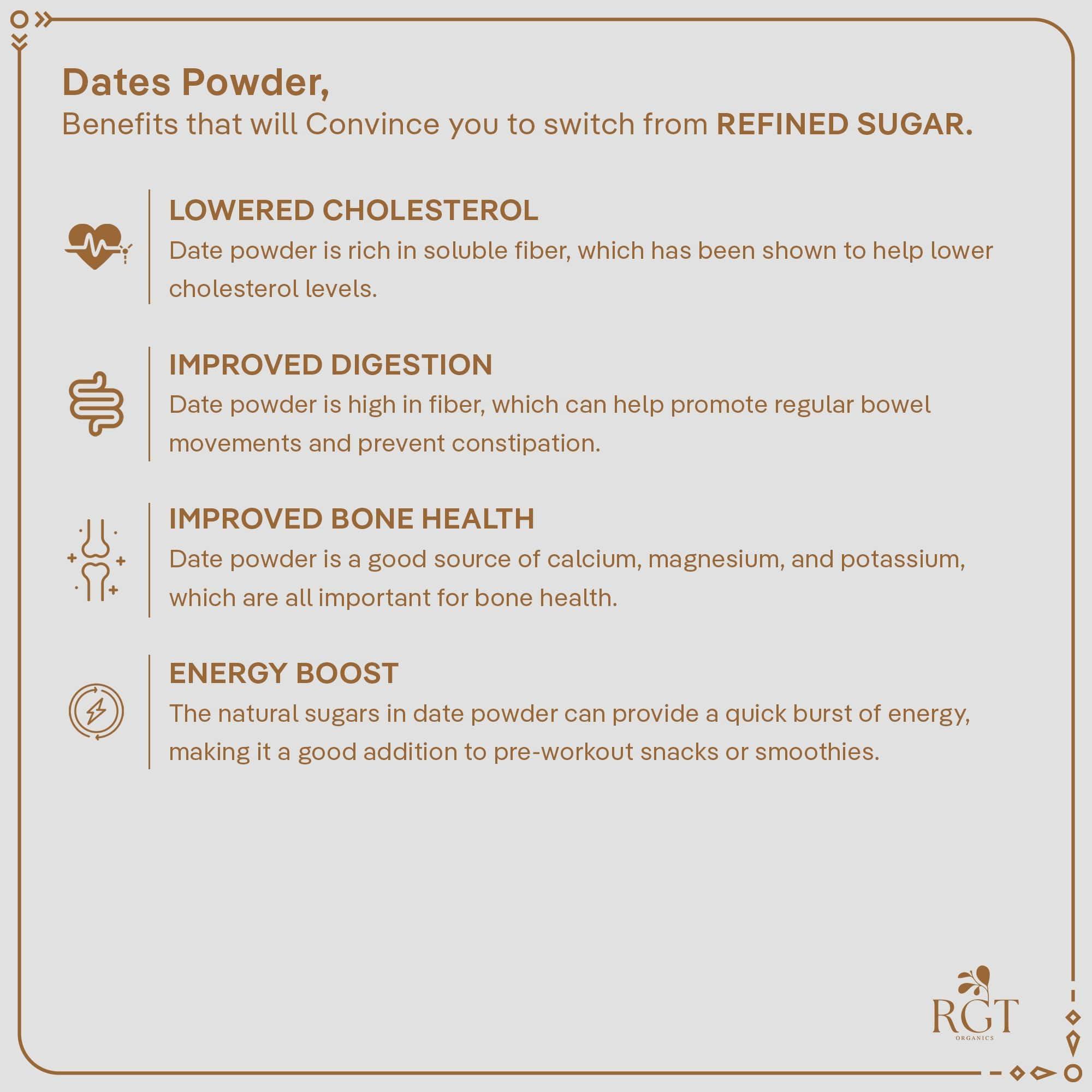 RGT ORGANICS RGT Organics Dates Powder | Khajur/Kharik Powder 200Gm | Dried Dates Powder for Babies & Kids | Natural Sweetener