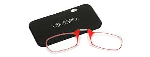 YOURSPEX YOURSPEX Nose Clip Reading Glasses for Men & Women, 1.50 Lens Power - UV Protected Clear Frame (Red)