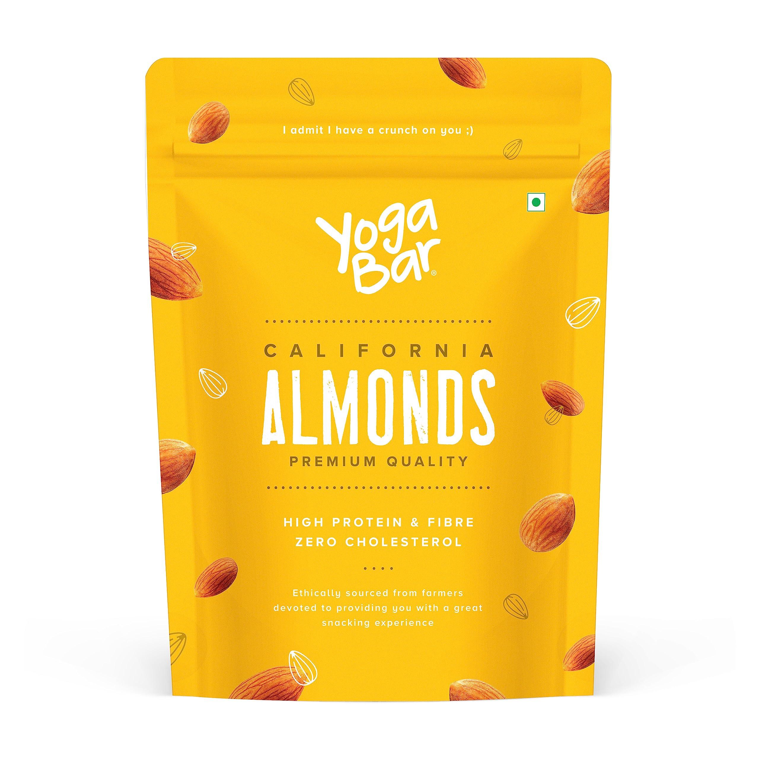Yogabar Yogabar Premium California Almonds 500g|Badaam|100% Natural Crunchy Badam Giri|Nuts & Dry Fruits|Rich in Protein, Fibre, Vitamin E, Magnesium & Calcium|Healthy Snacks|Dry Fruit Gift Pack
