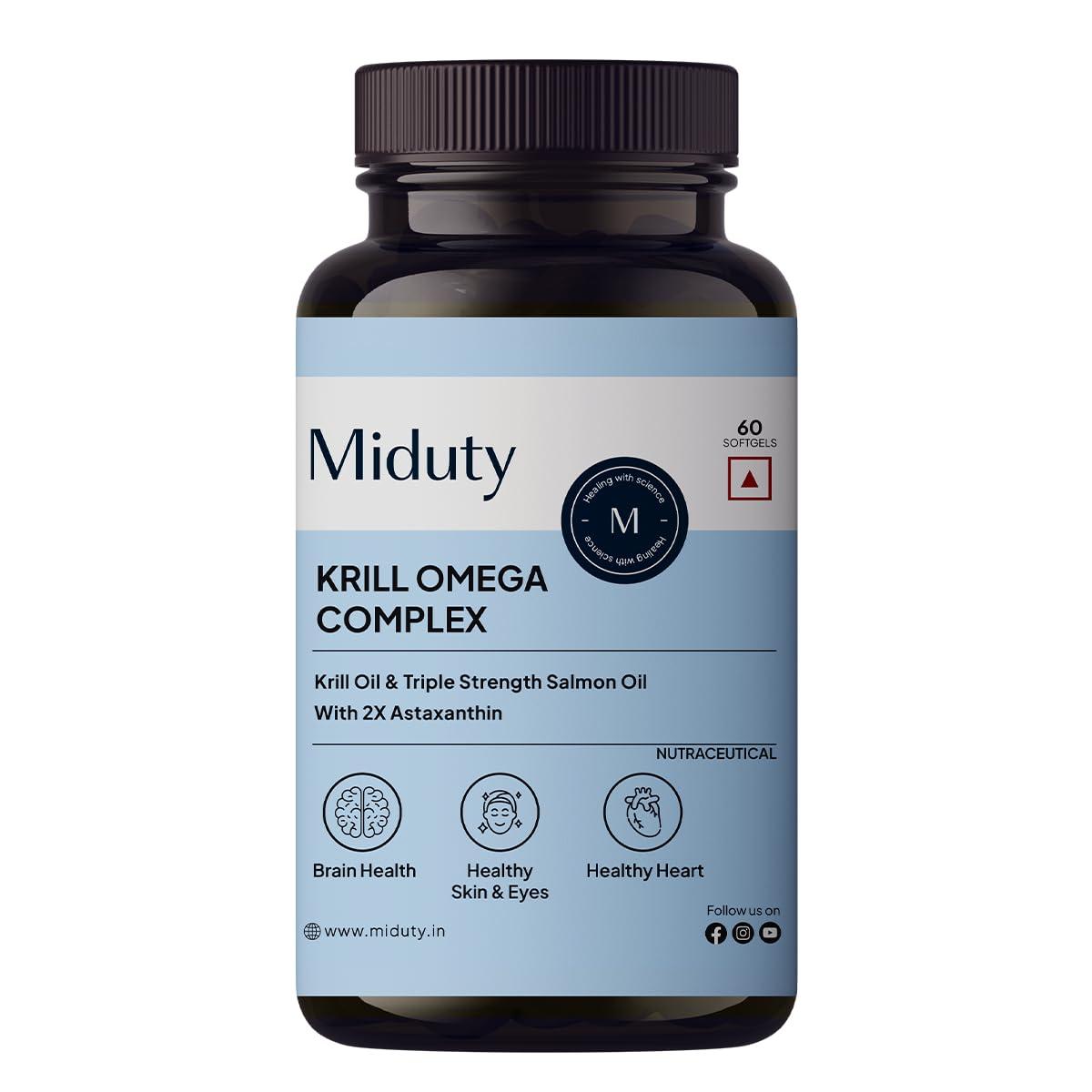 Palak Notes Miduty Palak Notes Antarctic Fish Krill Oil - Triple Strength Omega 3 Capsule With Astaxanthin- Antioxidant - EPA & DHA - For Joints - Heart - Liver Krill Omega 3 Supplement 60 Softgel
