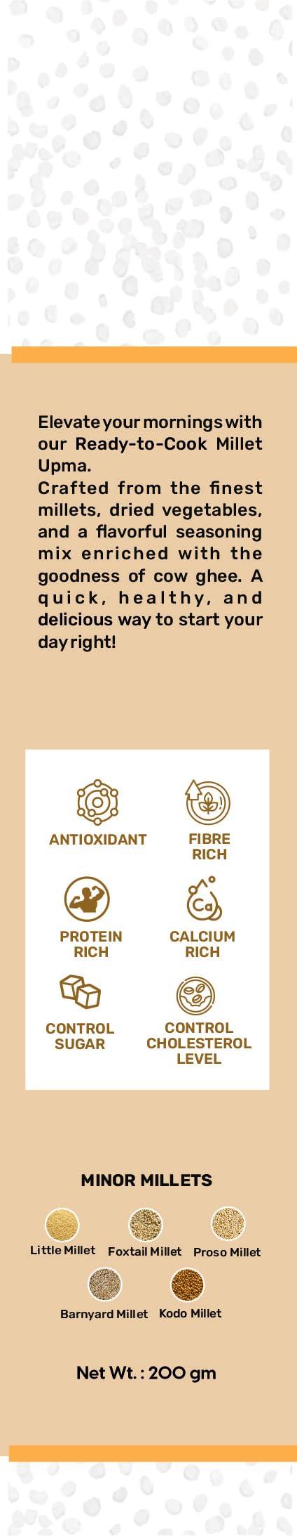 Milletable Milletable Instant Upma & Khichdi Mix - Healthy & Tasty Breakfast, Ready to Cook, Pack of 2 (200g each) - Nutritious Millet Blend for Quick Meals