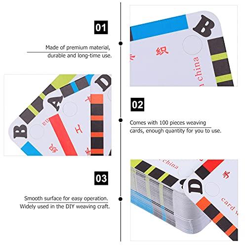 HEALLILY 100Pcs Weaving Cards Paper Loom Cards Tablet for Loom Weaving Supplies