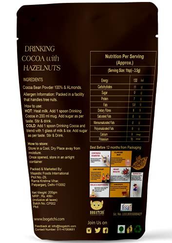 BOGATCHI BOGATCHI Real Drinking Cocoa with Hazelnuts |NO Sugar Drinking Chocolate | Tasty - Vegan - Gluten Free| Dark NO Sugar Drinking Chocolate | Cocoa Powder| 200g