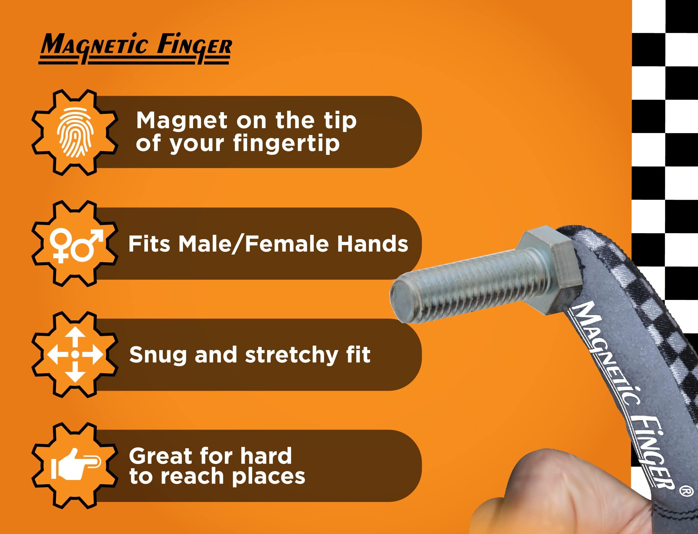 Magnetic Finger Magnetic Finger Heavy Weight Magnetic Finger Glove, L/XL - Hold & Retrieve Small Ferrous Metal Object with Precise Control - Convenient Magnetic Pickup Tool Ideal for Tight Spots at Home or on the Job