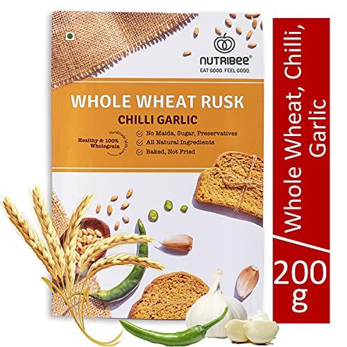 Nutribee Nutribee 100% Whole Wheat Atta Rusk - Chilli Garlic | Refined Sugar-Free | Healthy Diet Toast | No Maida and Sugar | No Preservatives | 1.68kg
