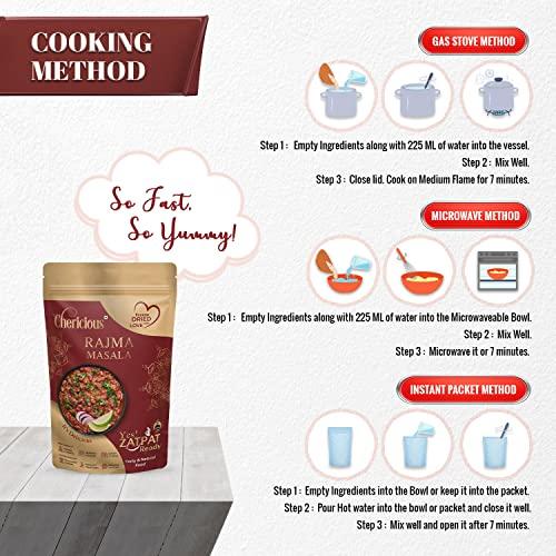 Chericious Chericious | Ready to Eat Rajma Masala Gravy | Vegetarian Meal | Instant Meal | Ready to Cook | Heat and Eat Indian Meal | Delicious Indian Food | (2 Travel Packets)