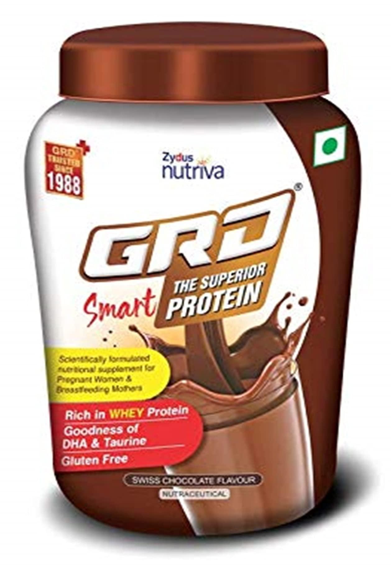 GRD GRD Smart Nutritional Protein Drink for Pregnant and Lactating Mothers, Supports Brain Development and Healthy Growth of Birth Child (200g), Pack of 2 - Swiss Chocolate